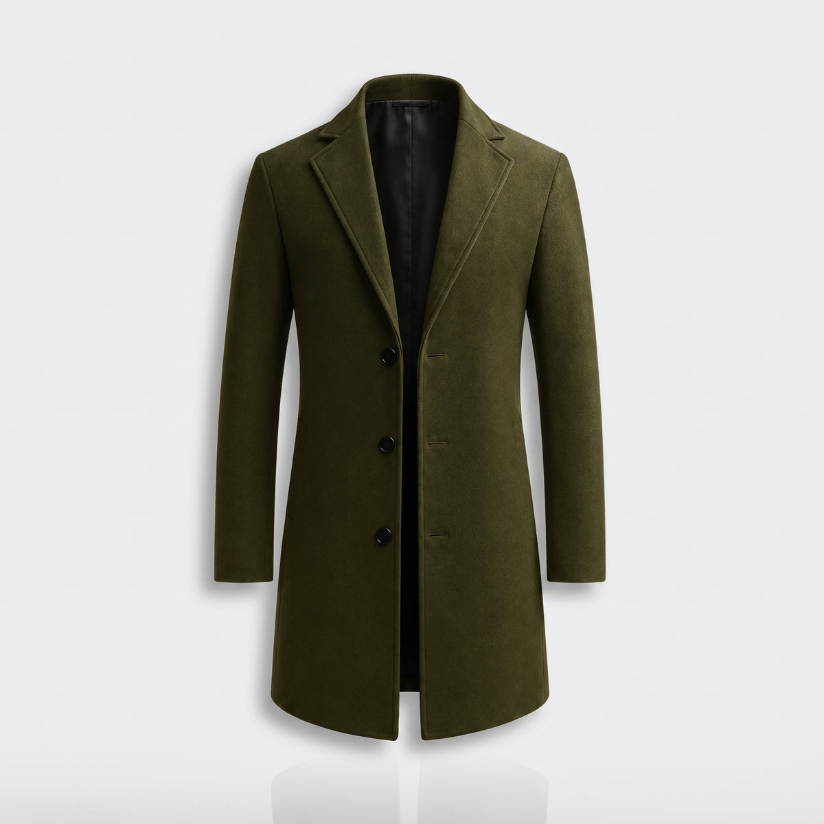 Herren Wintermantel mit Reverskragen – Regular Fit — Olivegrün