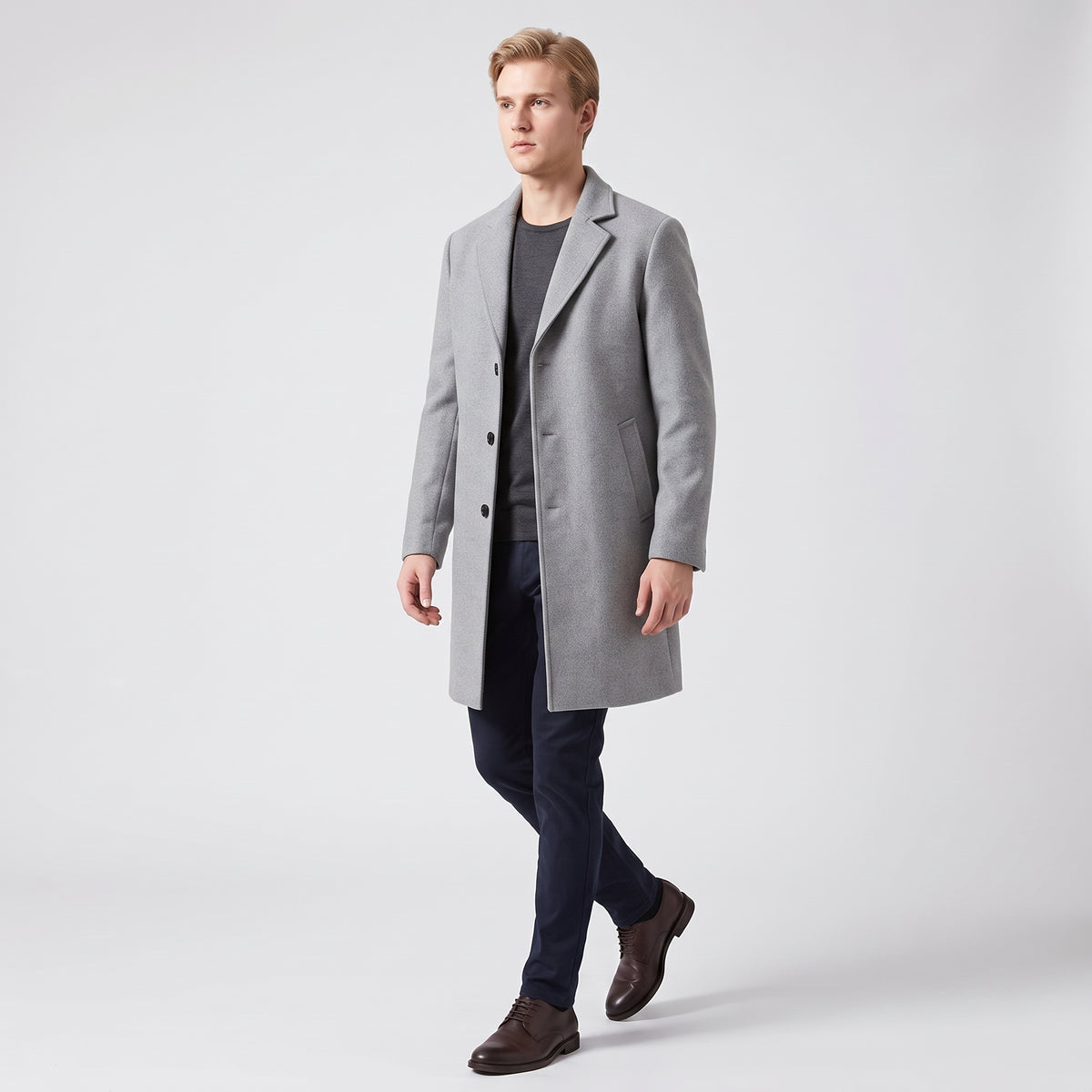 Herren Wintermantel mit Reverskragen – Regular Fit — Grau