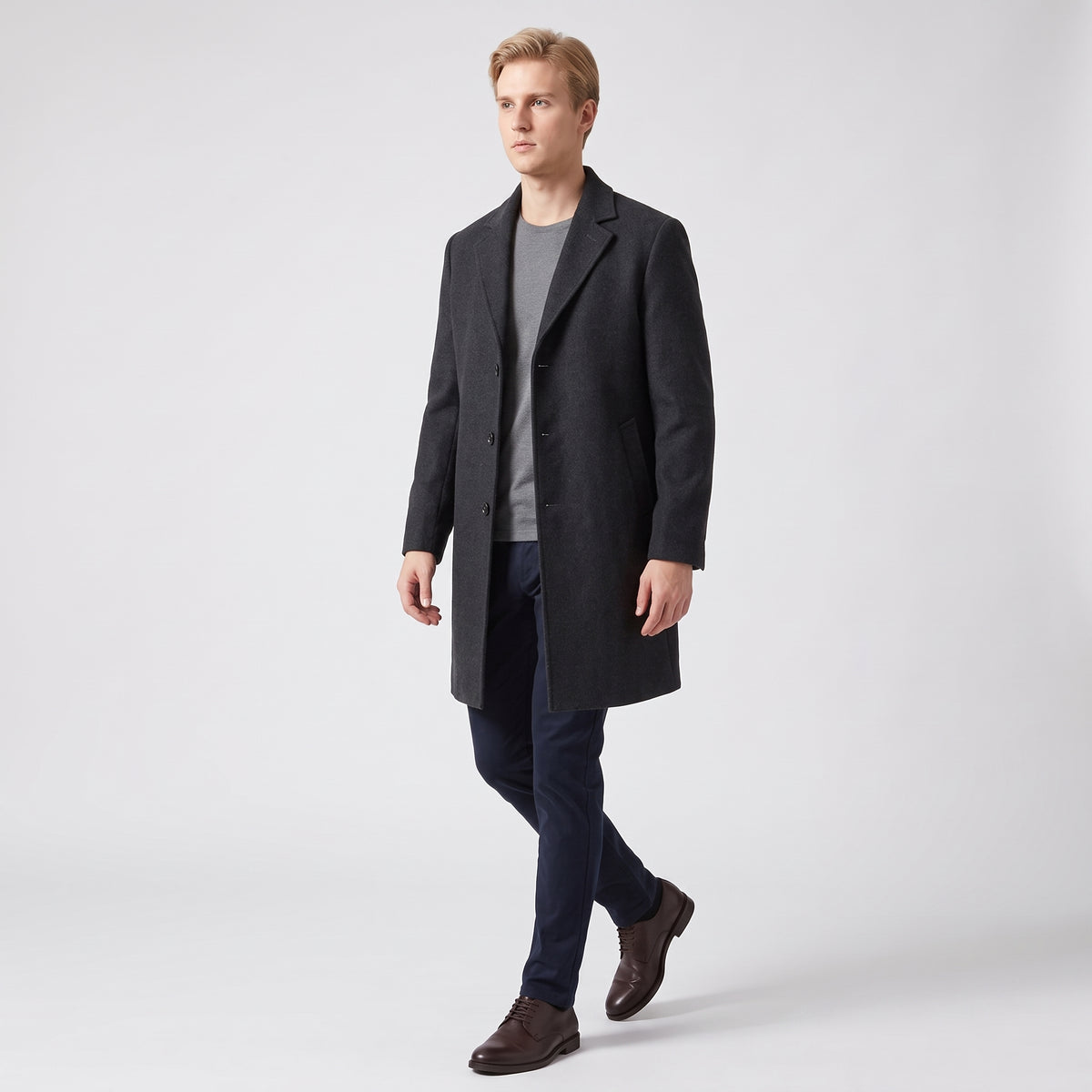 Herren Wintermantel mit Reverskragen – Regular Fit — Anthrazit