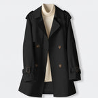 Damen Zweireihiger Trenchcoat mit Reverskragen – Regular Fit — Schwarz
