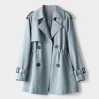 Damen Zweireihiger Trenchcoat mit Reverskragen – Regular Fit — Blau