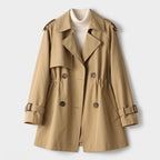 Damen Zweireihiger Trenchcoat mit Reverskragen – Regular Fit — Braun