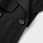 Damen Zweireihiger Trenchcoat mit Reverskragen – Regular Fit — Schwarz