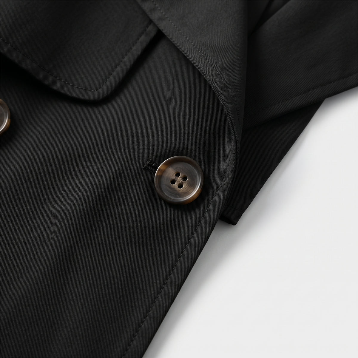 Damen Zweireihiger Trenchcoat mit Reverskragen – Regular Fit — Schwarz