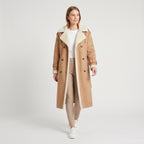 Damen Winter-Trenchcoat mit Teddyfutter – Regular Fit — Khaki