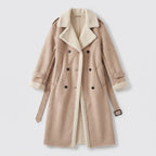 Damen Winter-Trenchcoat mit Teddyfutter – Regular Fit — Beige