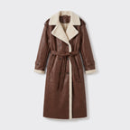 Damen Winter-Trenchcoat mit Teddyfutter – Regular Fit — Braun