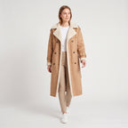 Damen Winter-Trenchcoat mit Teddyfutter – Regular Fit — Beige