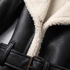 Damen Winter-Trenchcoat mit Teddyfutter – Regular Fit — Schwarz
