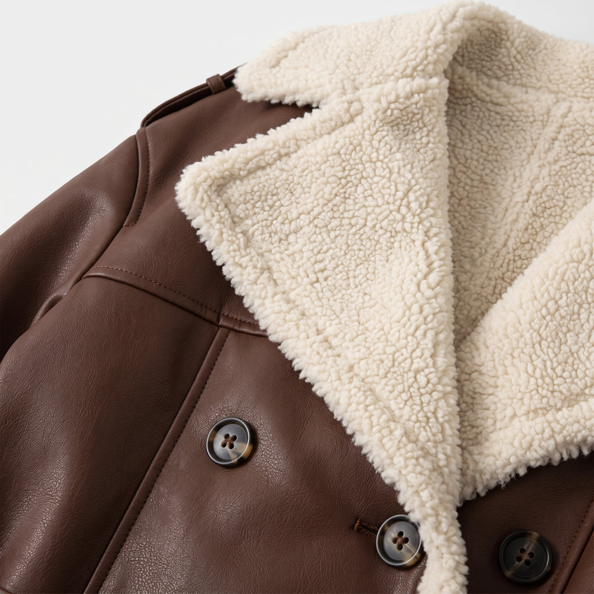 Damen Winter-Trenchcoat mit Teddyfutter – Regular Fit — Braun
