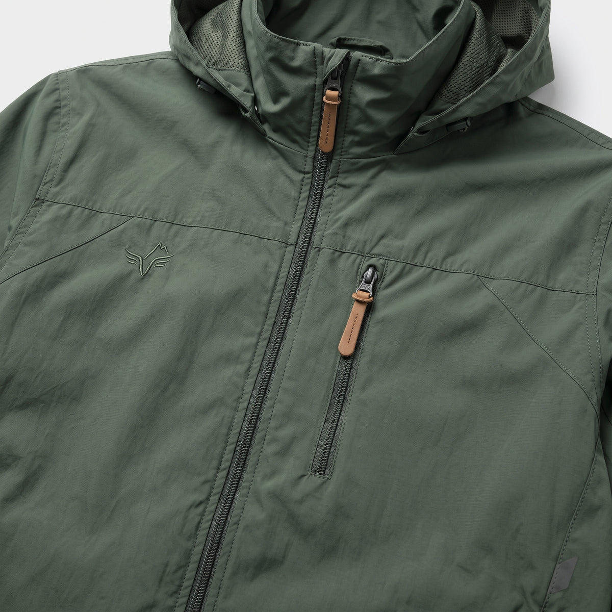 Herren Windbreaker mit Kapuze und Reißverschluss – Regular Fit — Armeegrün