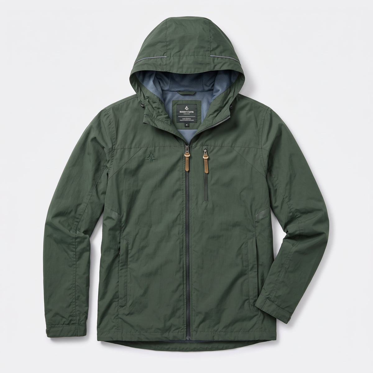 Herren Windbreaker mit Kapuze und Reißverschluss – Regular Fit — Armeegrün