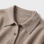Damen Woll-Strickjacke mit Polokragen – Regular Fit — Kamel