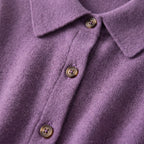 Damen Woll-Strickjacke mit Polokragen – Regular Fit — Violett