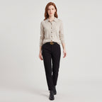 Damen Woll-Strickjacke mit Polokragen – Regular Fit — Elfenbein
