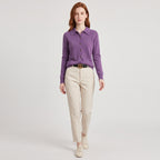 Damen Woll-Strickjacke mit Polokragen – Regular Fit — Violett