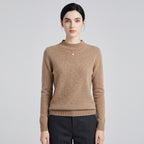 Damen Woll-Rollkragenpullover aus Feinstrick – Slim Fit — Camel