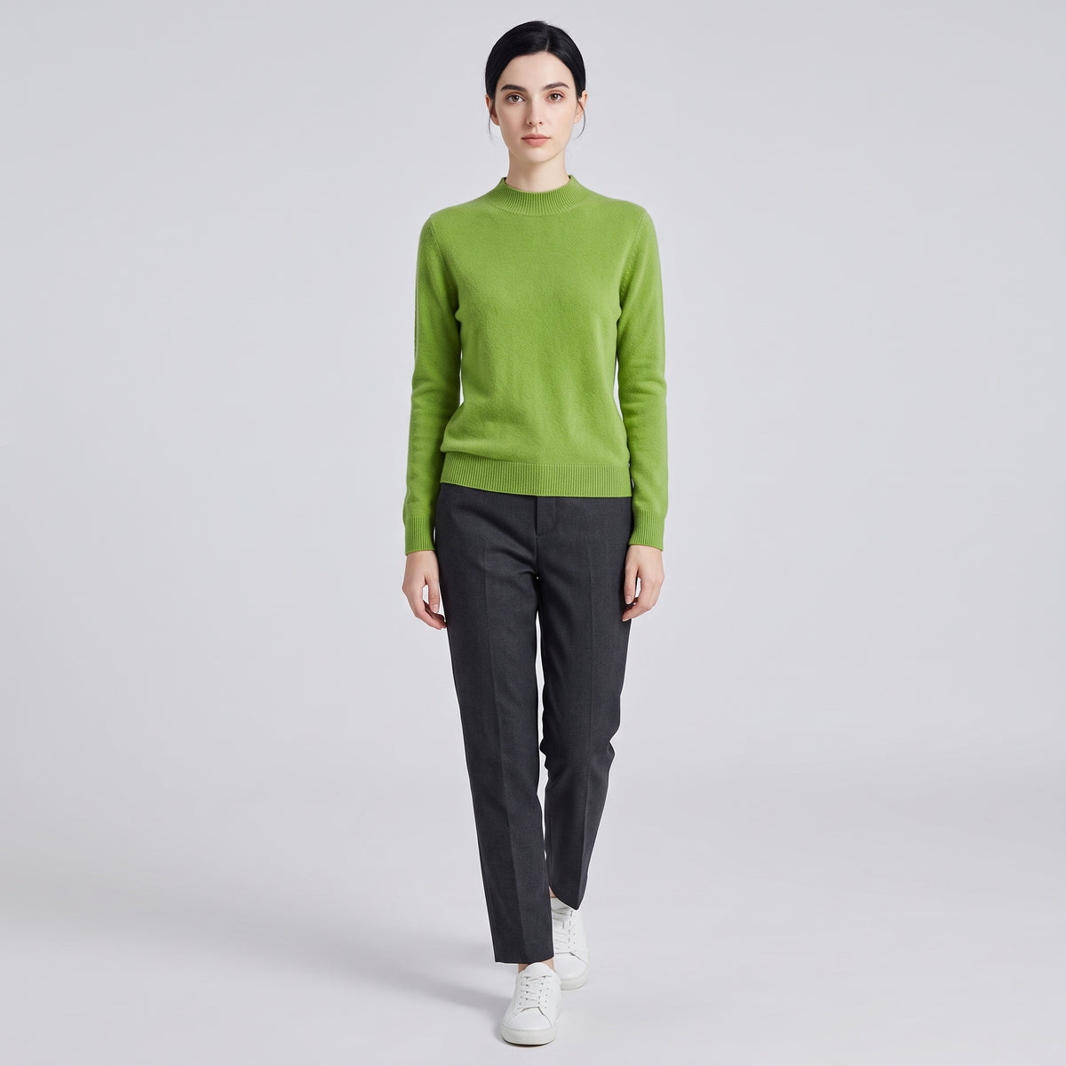Damen Woll-Rollkragenpullover aus Feinstrick – Slim Fit — Grün