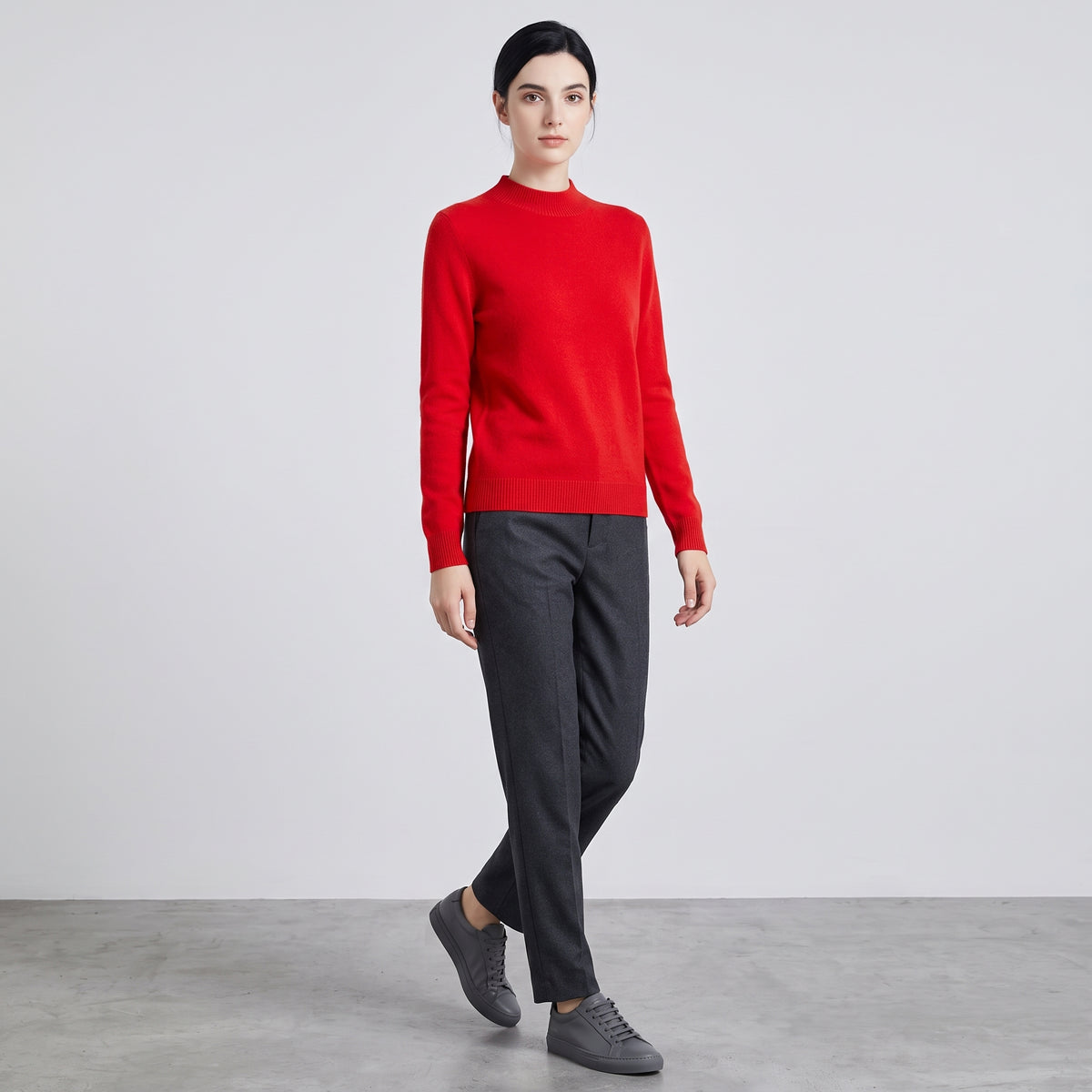 Damen Woll-Rollkragenpullover aus Feinstrick – Slim Fit — Rot