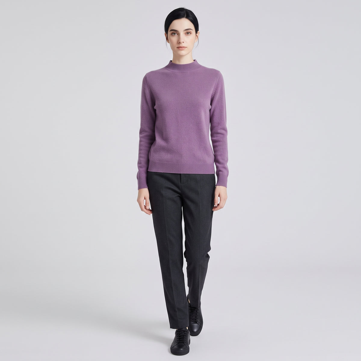 Damen Woll-Rollkragenpullover aus Feinstrick – Slim Fit — Lila