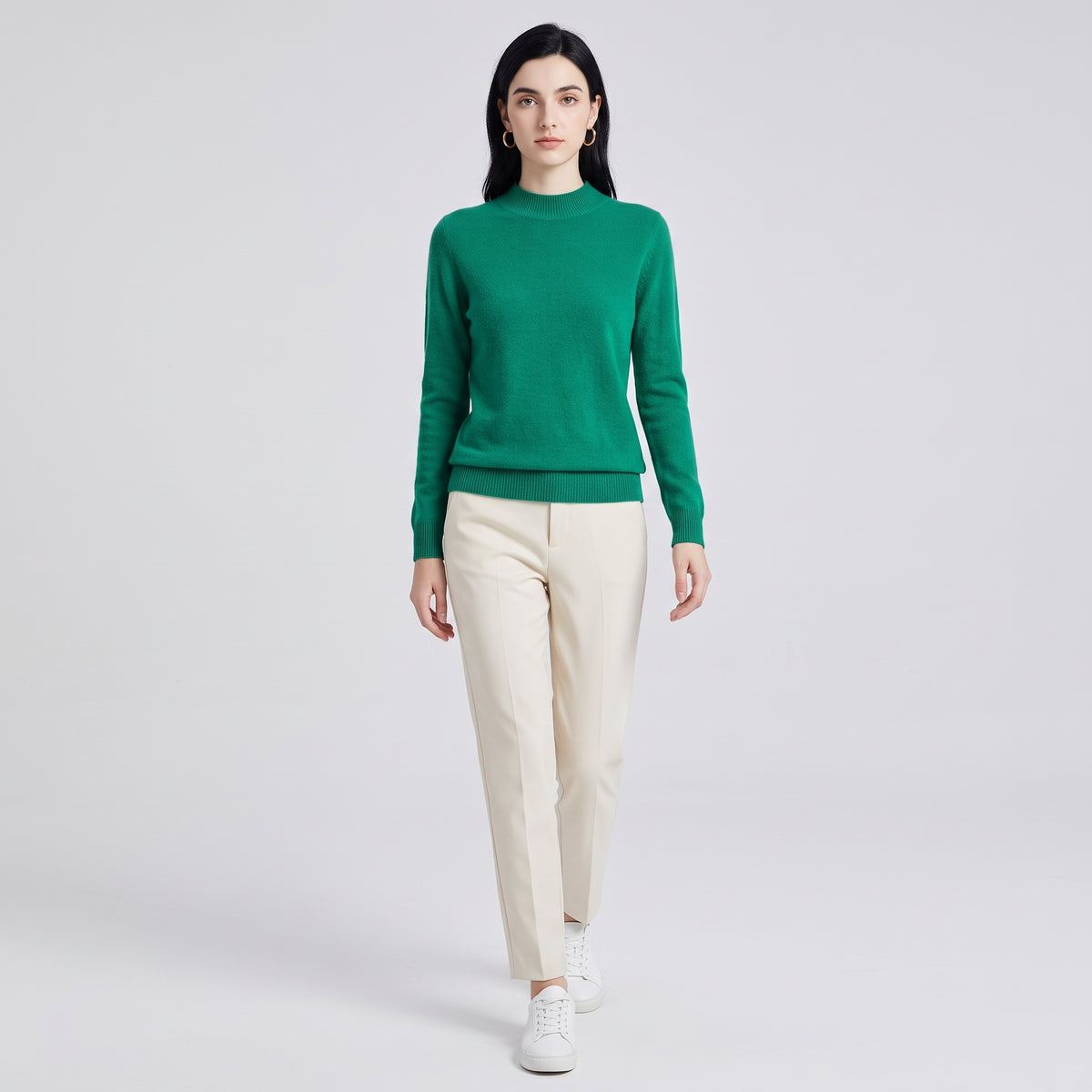 Damen Woll-Rollkragenpullover aus Feinstrick – Slim Fit — Türkis