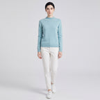 Damen Woll-Rollkragenpullover aus Feinstrick – Slim Fit — See-Blau