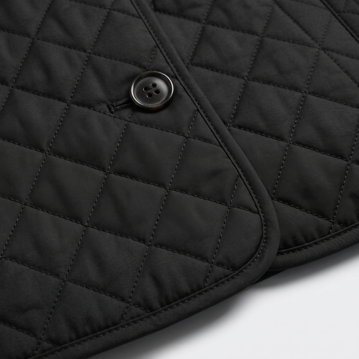 Damen Rauten-Steppjacke mit Knopfleiste – Regular Fit — Schwarz