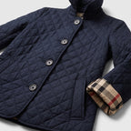 Damen Rauten-Steppjacke mit Knopfleiste – Regular Fit — Marineblau