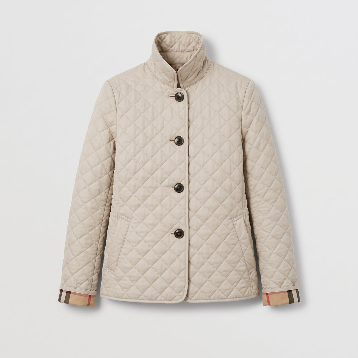 Damen Rauten-Steppjacke mit Knopfleiste – Regular Fit — Beige