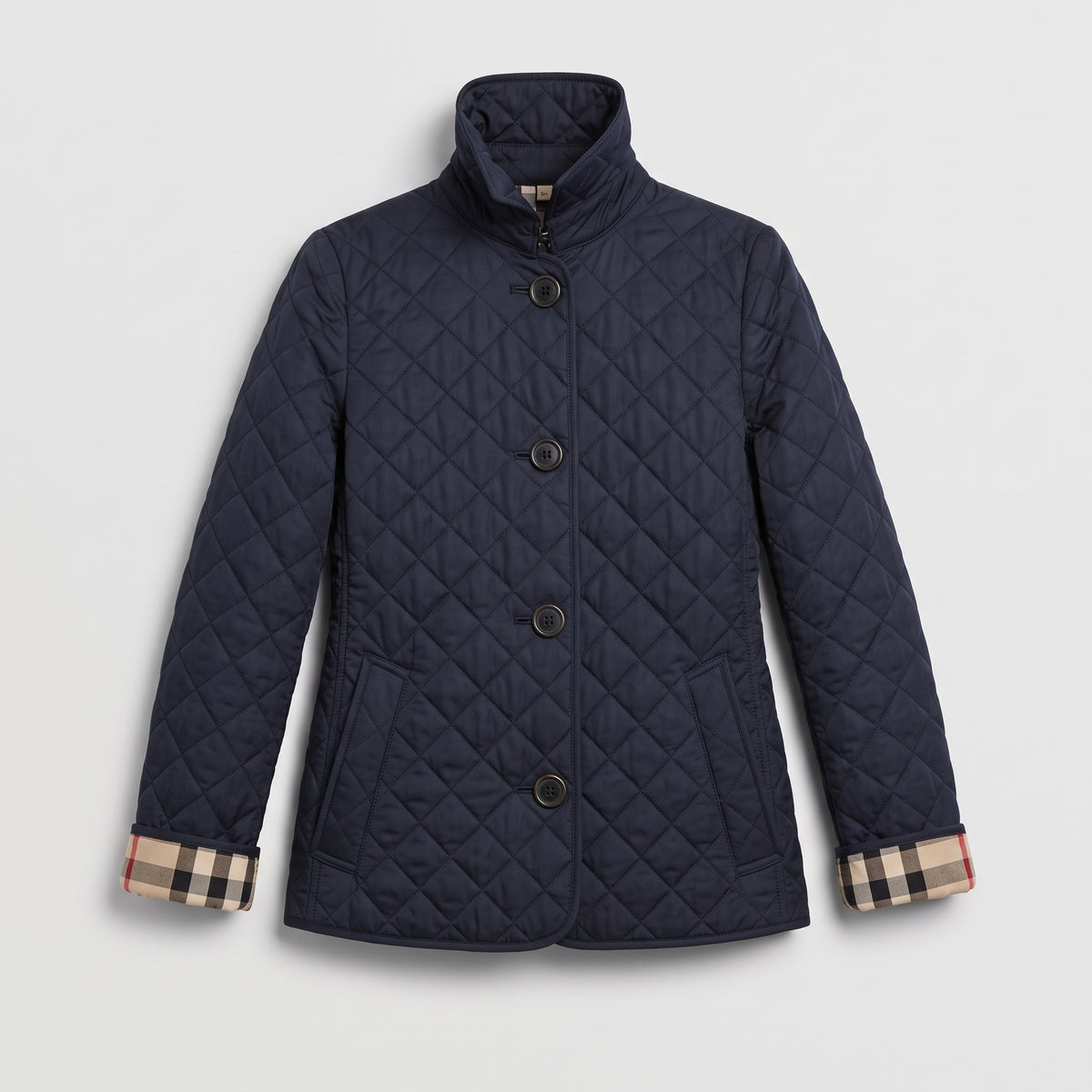 Damen Rauten-Steppjacke mit Knopfleiste – Regular Fit — Marineblau