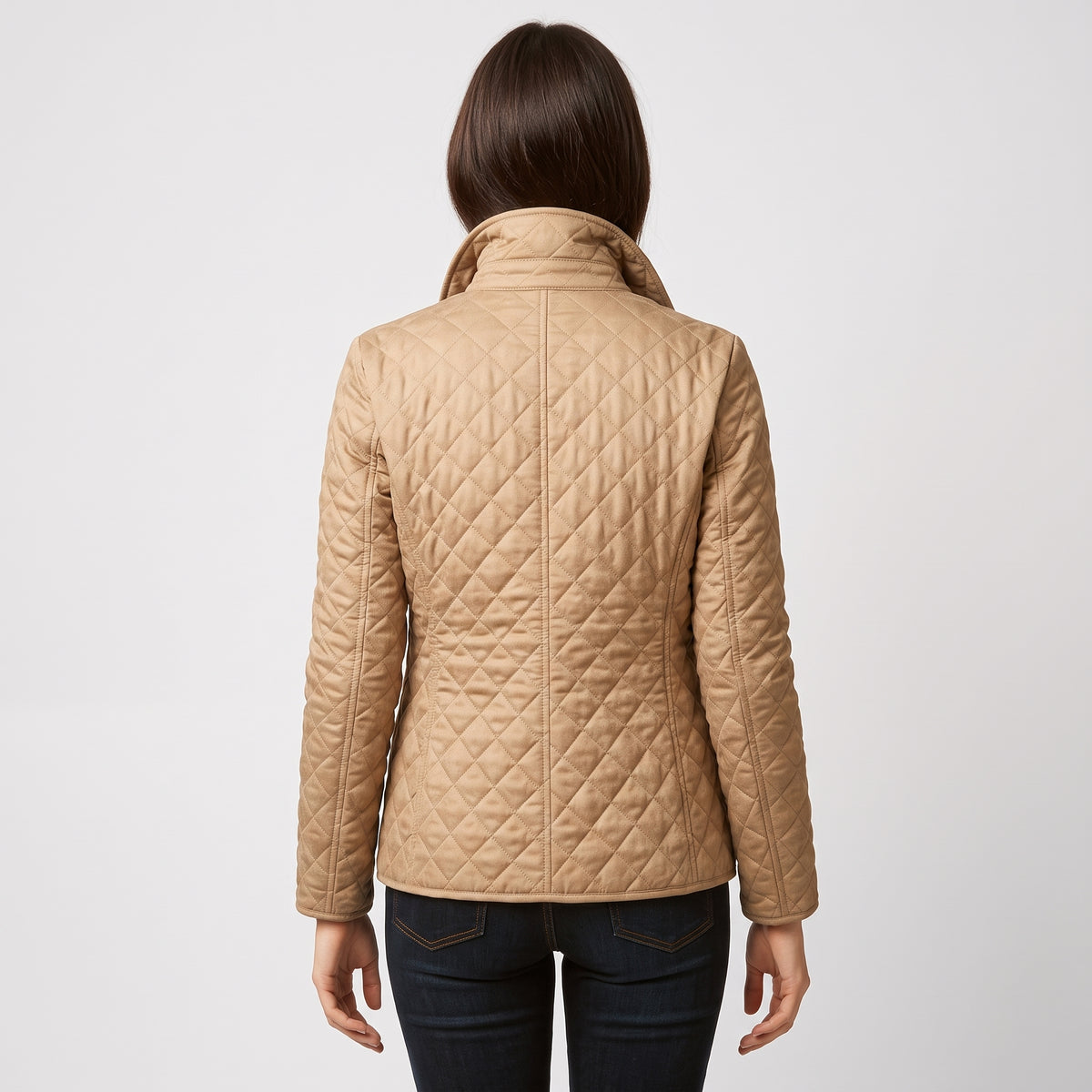 Damen Rauten-Steppjacke mit Knopfleiste – Regular Fit — Khaki
