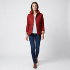 Damen Rauten-Steppjacke mit Knopfleiste – Regular Fit — Rot