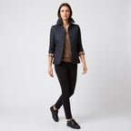 Damen Rauten-Steppjacke mit Knopfleiste – Regular Fit — Marineblau