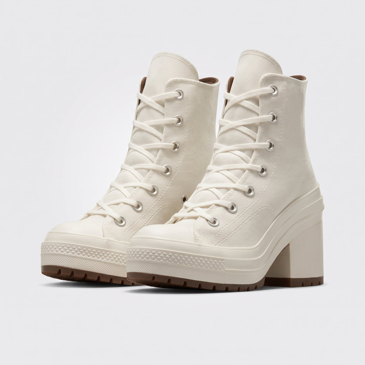 Damen High-Top-Sneaker mit Plateau und Blockabsatz — Weiß