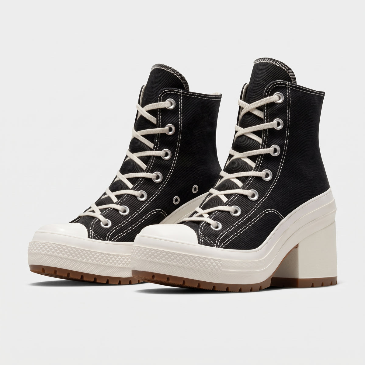 Damen High-Top-Sneaker mit Plateau und Blockabsatz — Schwarz