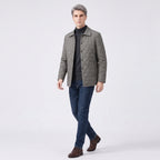 Herren Rauten-Steppjacke mit Umlegekragen – Regular Fit — Khaki