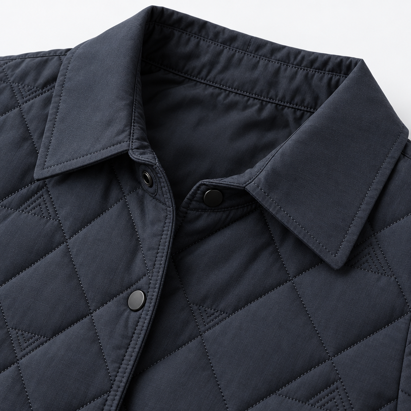 Herren Rauten-Steppjacke mit Umlegekragen – Regular Fit — Blau