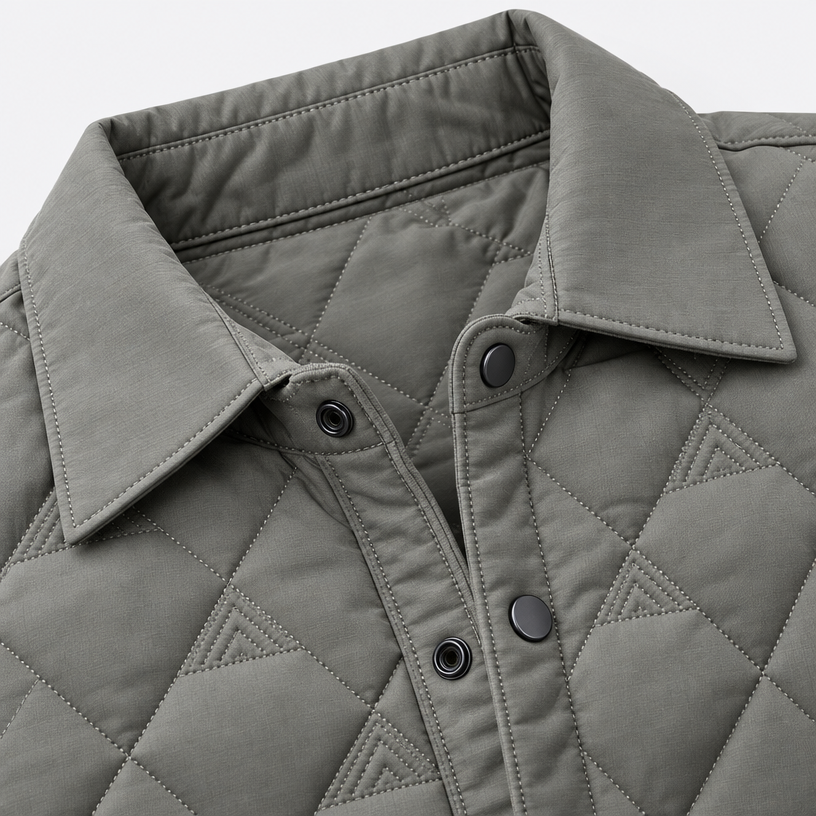 Herren Rauten-Steppjacke mit Umlegekragen – Regular Fit — Khaki