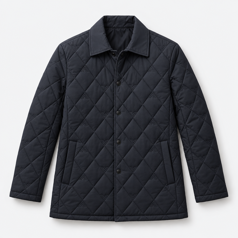 Herren Rauten-Steppjacke mit Umlegekragen – Regular Fit — Blau