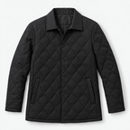 Herren Rauten-Steppjacke mit Umlegekragen – Regular Fit — Schwarz
