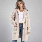 Damen Longcardigan mit Kapuze – Relaxed Fit — Beige