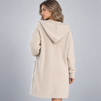 Damen Longcardigan mit Kapuze – Relaxed Fit — Beige