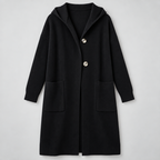 Damen Longcardigan mit Kapuze – Relaxed Fit — Schwarz