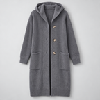 Damen Longcardigan mit Kapuze – Relaxed Fit — Grau