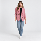 Damen Strickblazer mit Reverskragen – Regular Fit — Rosa