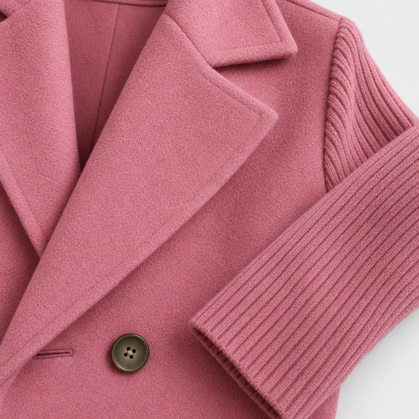 Damen Strickblazer mit Reverskragen – Regular Fit — Rosa