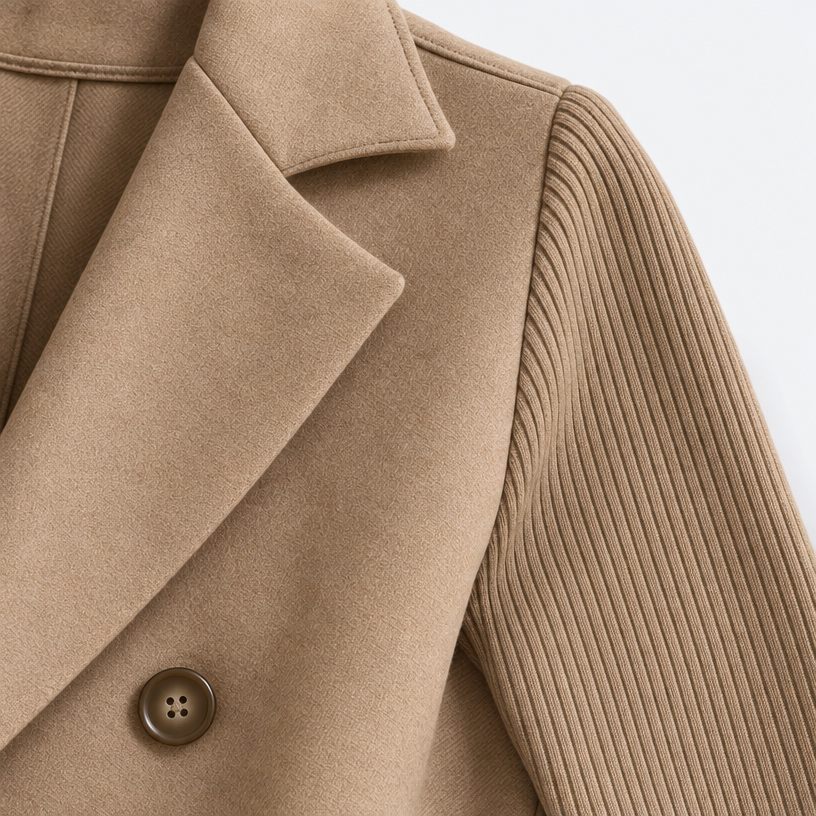 Damen Strickblazer mit Reverskragen – Regular Fit — Braun
