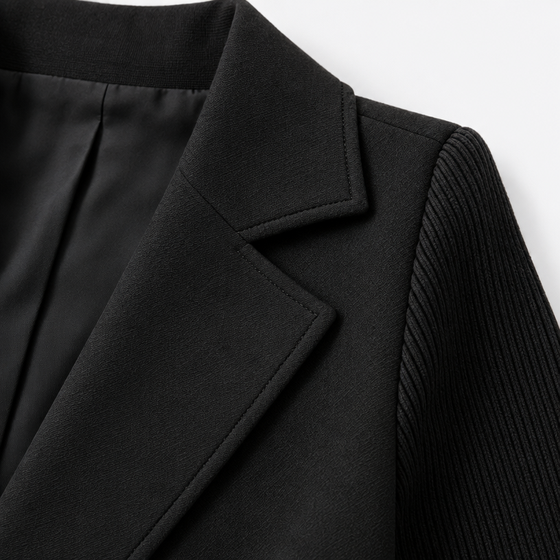 Damen Strickblazer mit Reverskragen – Regular Fit — Schwarz