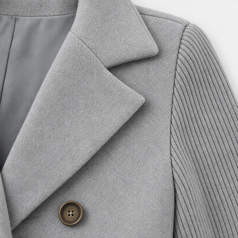 Damen Strickblazer mit Reverskragen – Regular Fit — Grau