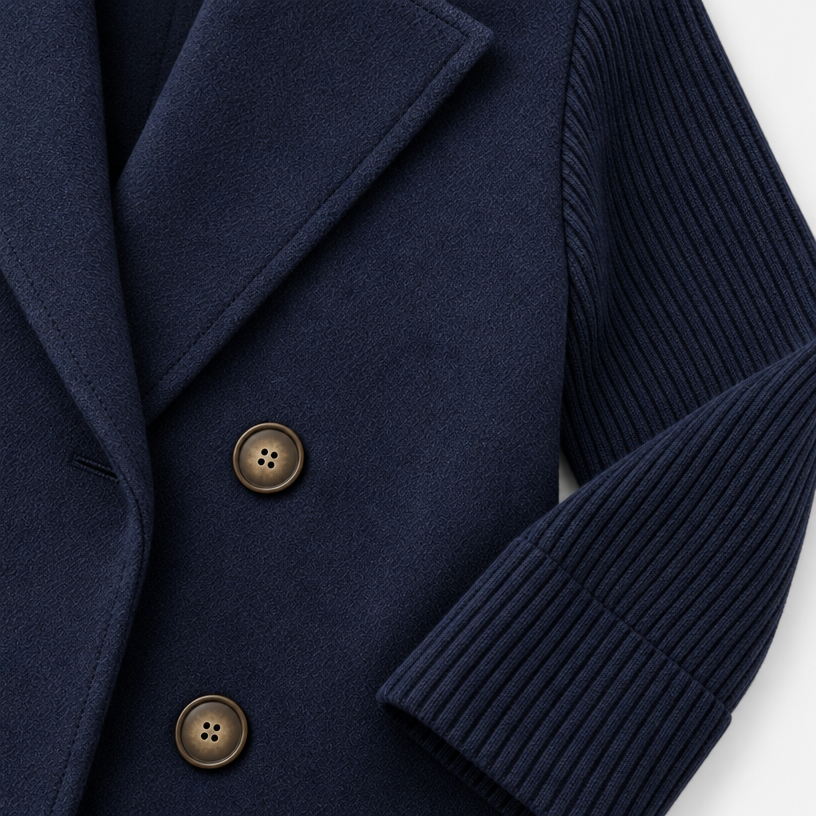 Damen Strickblazer mit Reverskragen – Regular Fit — Marineblau